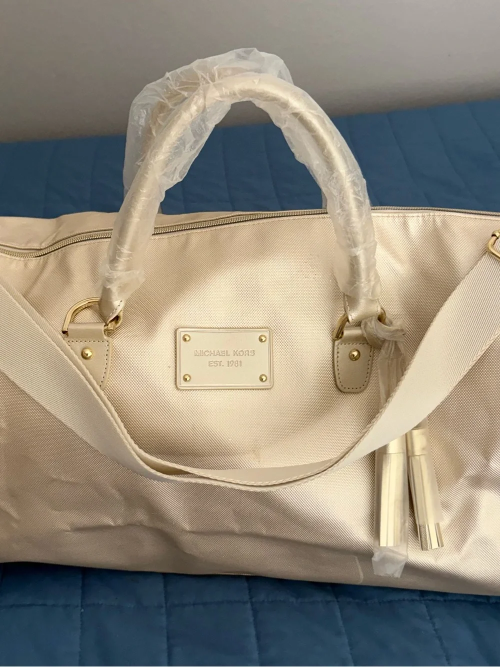 Michael Kors Cream Satchel with Gold Hardware